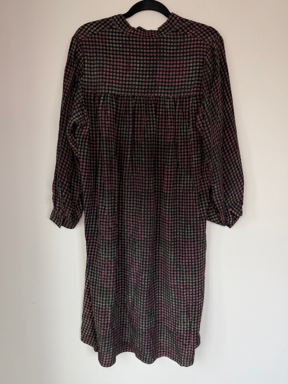Vintage Retro Polkda Dot Flowy Puff Sleeve Cottage Midi Dress
